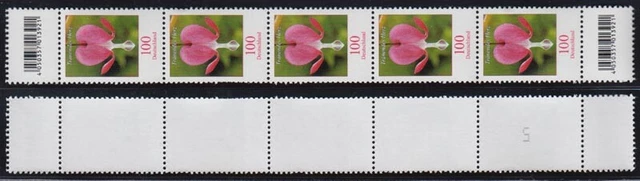 Bund 2547 mit 2 EAN-Codes RM RE 5er Streifen 200er Rolle Tränendes Herz 100 C**