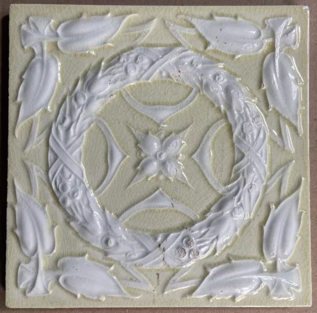 Antique -Art Nouveau- European - Majolica Tile C1900