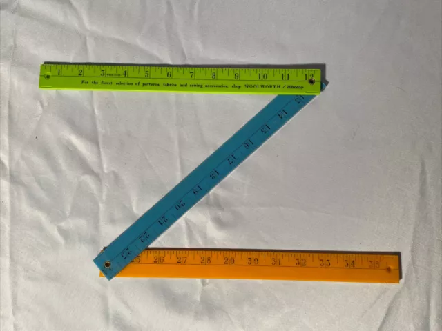 Vintage Woolworth Yard Stick Ruler Woolco Plastic Folding Fabric Made in USA