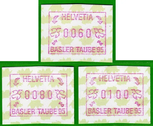 1995 Schweiz Suisse ATM 6 Basler Taube / Satz 60/80/100 ** Frama Automatenmarken