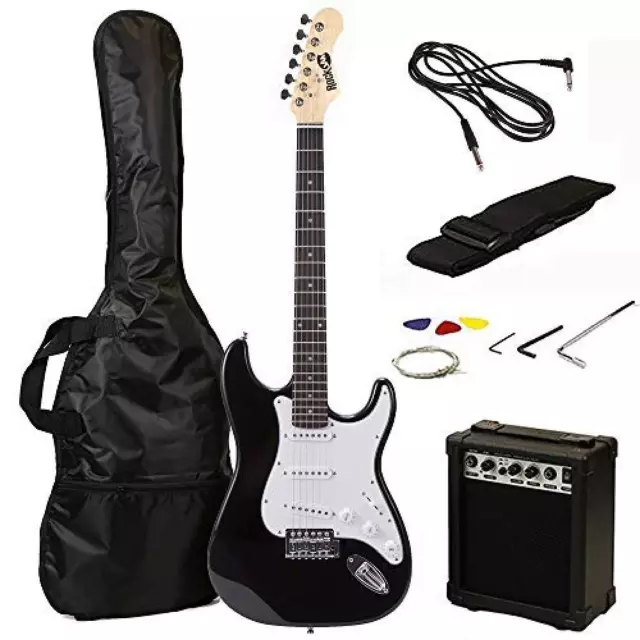 (TG. 4/4) Dimensioni RockJam completa chitarra elettrica Superkit con amplificat