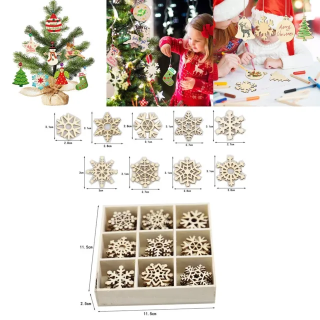 Bulk Pack Legno Decorazioni Natale 72pz Appesi Ornamenti Fiocchi di Neve Albero