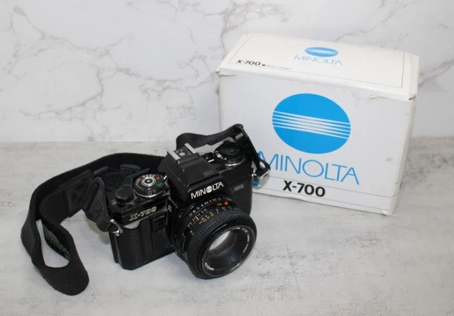 Near Mint Minolta X-700 Classic Film Camera with MD 50mm F/1.4 Lens, Box & Strap