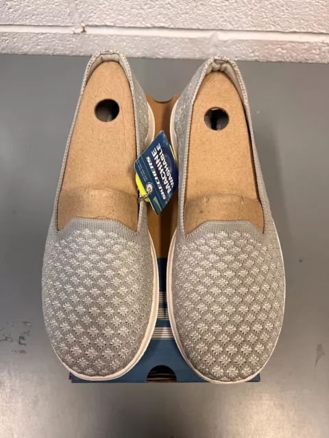 WOMENS SKECHERS GO Walk Lite Flats 136004 GRY Grey White Size UK 3