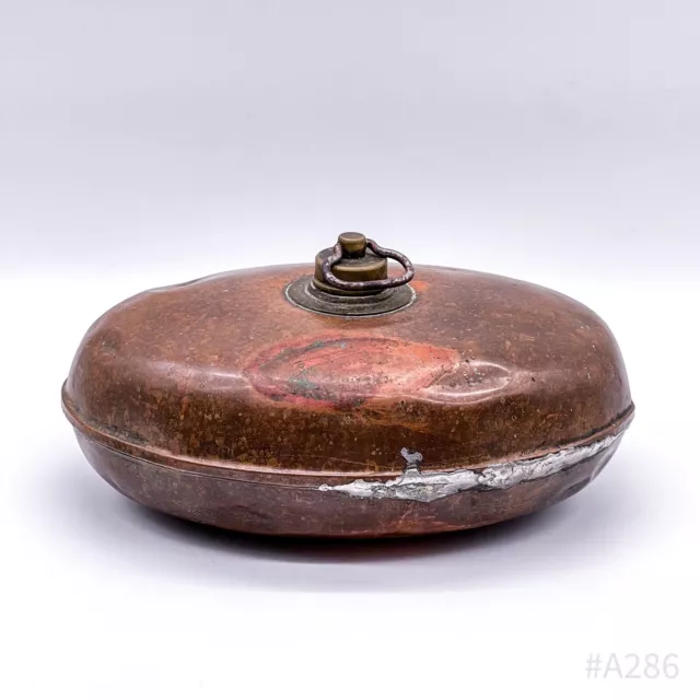 Antike Kupferbettflasche, Bettflasche, Wärmflasche „Rein Kupfer“ oval | 25cm