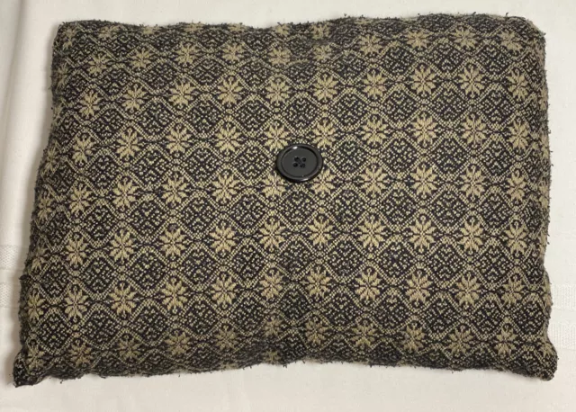 Antique Pillow Textile Handloomed Coverlet Remnant Primitive Farmhouse 12” X 8”