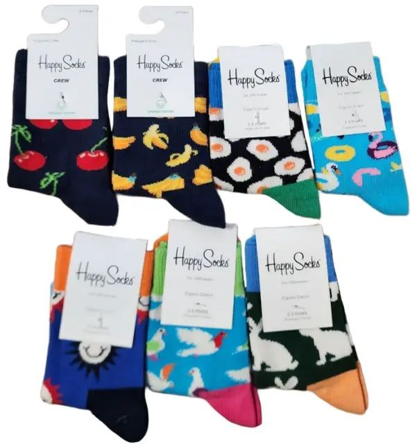 Happy Socks Boys' Organic Cotton Multi Soft Socks 7 Pairs Set 2-3 Years NEW NWT