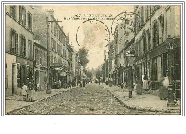 94.Alfortville.rue Veron Et La Gendarmerie.imprimerie Cartes De Visite