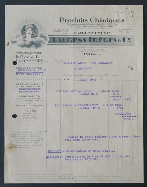 FACTURE ROUEN 1860 PHARMACIEN GASCARD eaux minérales parfumerie