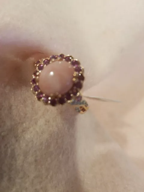 Peach Opal Ring, Garnets/zircons, RG/SS Size 10,  New, 3.65 Cts,