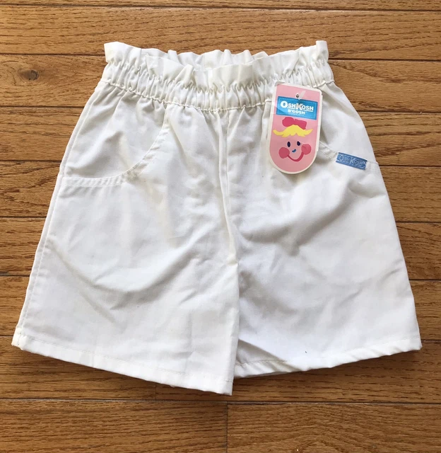 Vintage Oshkosh White Paper Bag Waist Shorts Size 4T With Tags