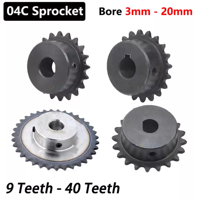 #25 Chain Drive Sprocket 9T to 40T Bore 5mm-12mm Pitch 6.35mm 04C Sprocket Wheel