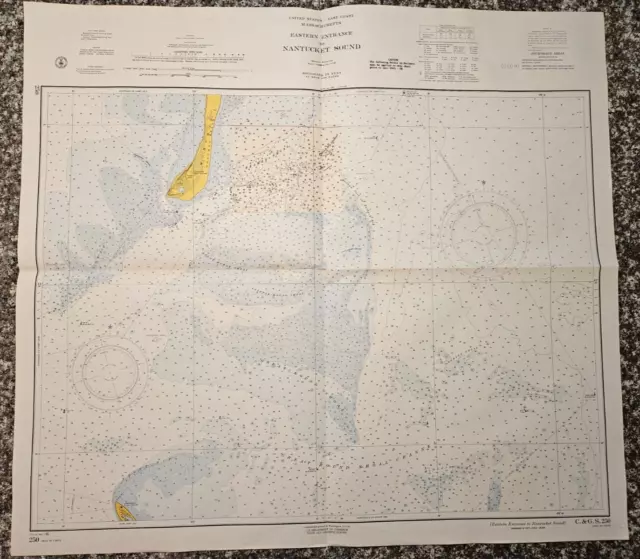 NANTUCKET SOUND EASTERN ENTRANCE Vintage 1965 Nautical Chart C.&G.S. 250