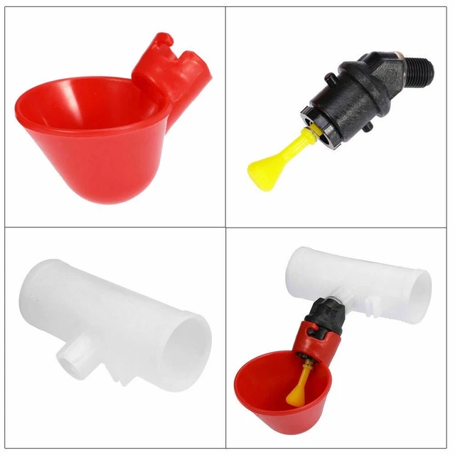 Ensemble de 4 fontaines à boire en plastique conviviales pour eau à poulet