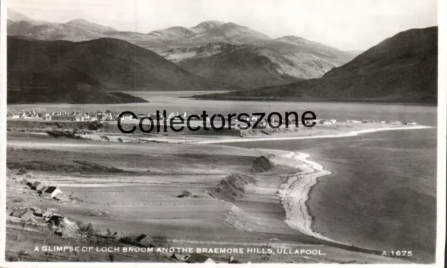 1961 Ullapool Loch Broom & Braemore Hills Real photo postcard