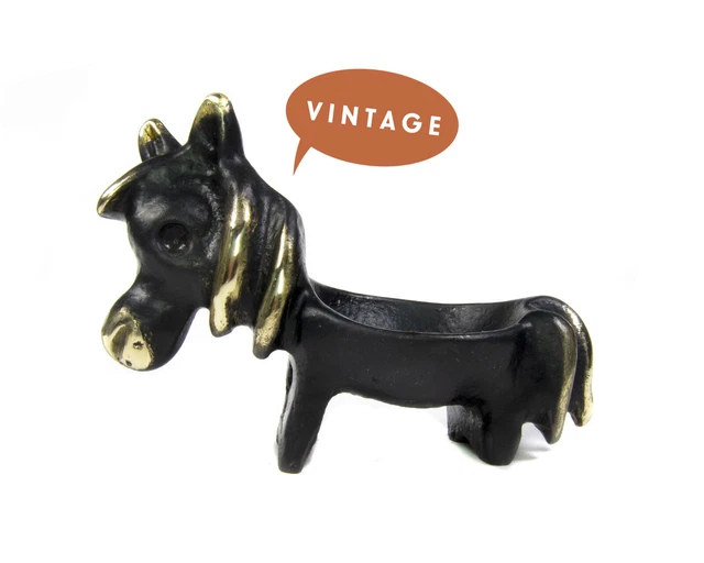 WALTER BOSSE CAT Egg Cup Vtg Mid Century Austria Brass Ring Holder
