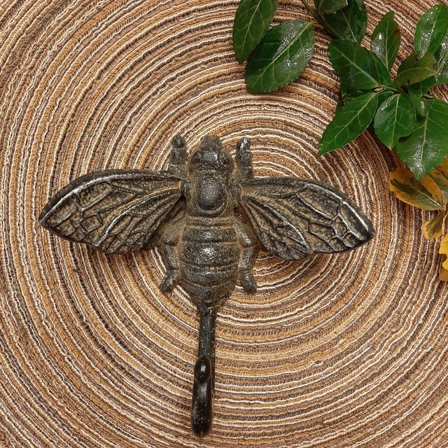 Bumblebee  Forged Cast Iron Handcrafted Artisan Coat Key Wall Hook Bee vintage