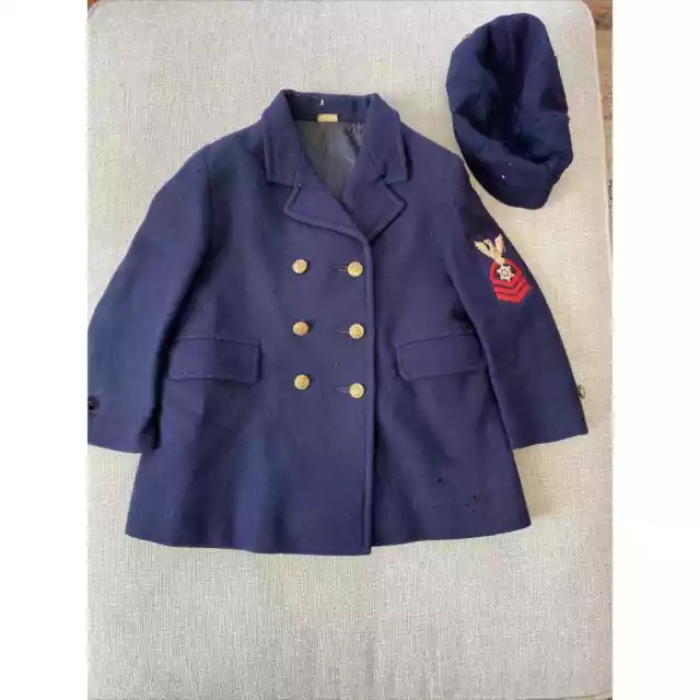 Child’s WW2 Navy Uniform Jacket & Cap Wool Lined 1940s 2T 3T *READ