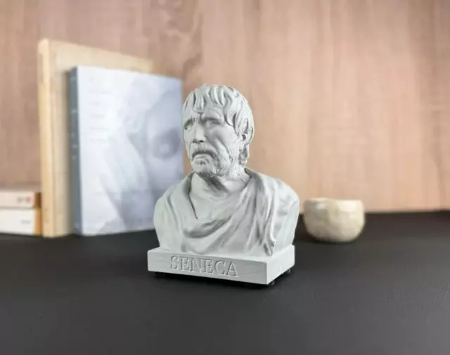 SENECA Premium Concrete Bust, Roman Emperor Statue, Stoic Philosophy Gift