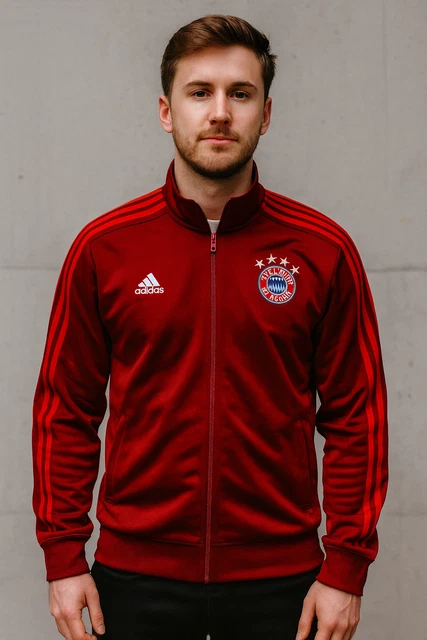 ADIDAS VINTAGE RARO Alemania Bayern Múnich Chaqueta De Punto Rojo