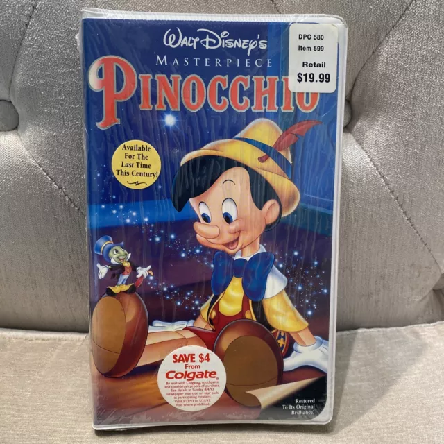 Walt Disneys Masterpiece Collection Sealed Vhs Pinocchio Jiminy Cricket Tape New