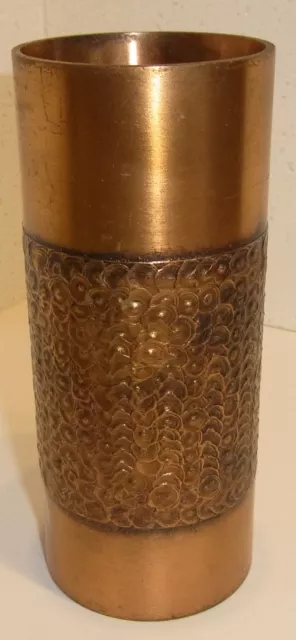 große schwere Kupfer Vase mit Verzierung, ca: H 18 cm, Dm 7,5 cm, 1166 g