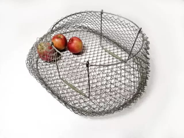 Vintage Collapsible Metal Wire Basket Folding Mesh Bag Shopping Eggs Fruit USSR 2