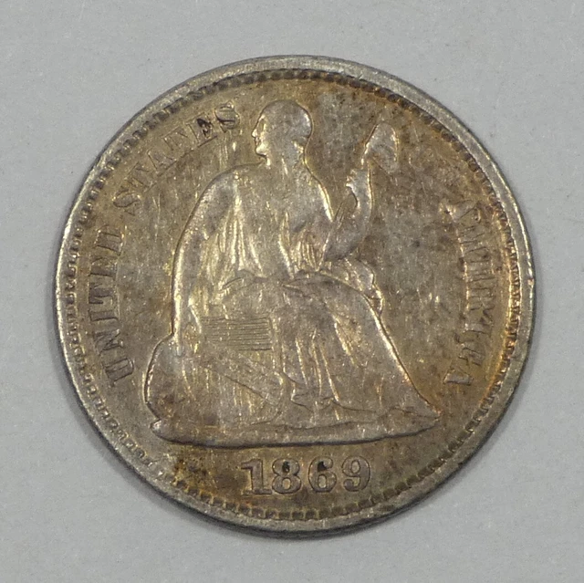 1869 Liberty Seated Half Dime EXTRA FINE Silver 5c