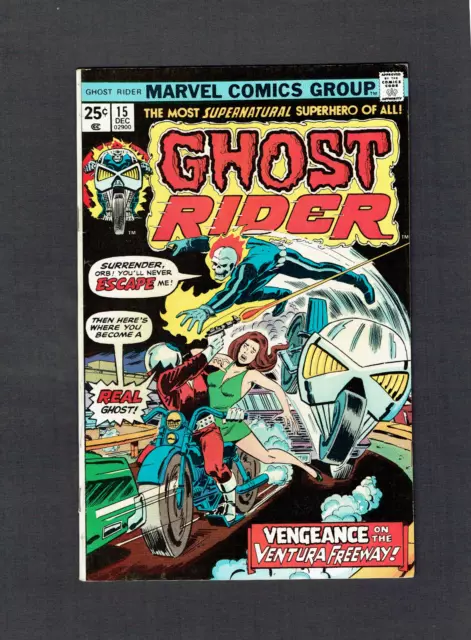 Ghost Rider #15 Vs. Orb Marvel Comics Bronze Age 1975 VF- Johnny Blaze