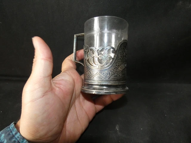 Porte verre en argent 875 argent massif et vermeil tasse gobelet