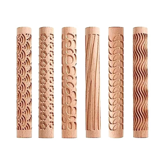 6 Stück Holz Ton Modellierung Muster Rollen Kit langlebig einfach zu bedienen O9X31991