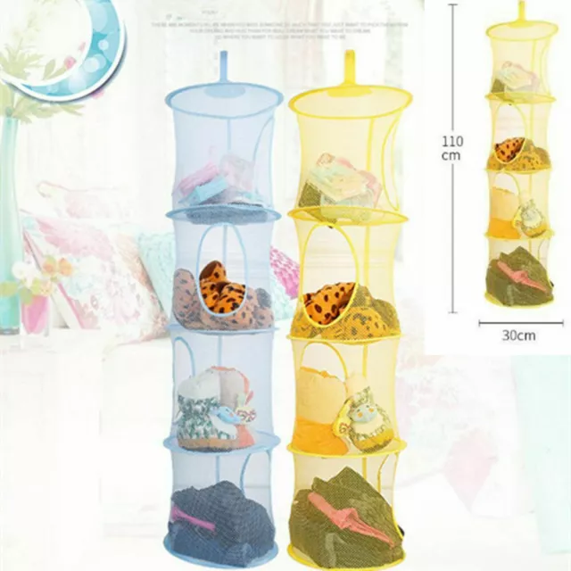 4 Tier Bedroom Bathroom Mesh Net Organizer Closet Hanging Storage Bag Kids Toy