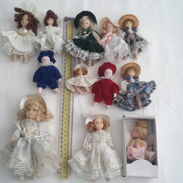 12 X Vintage Beautiful Mixed Lot Of  Porcelain Dolls