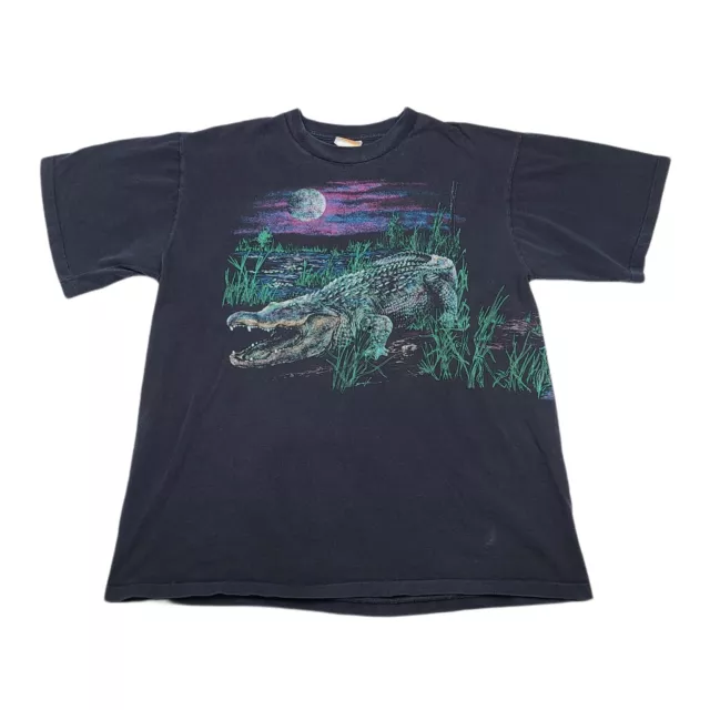 Vintage 90s Alligator Graphic T-Shirt Size XL Faded Single Stitch Made In USA