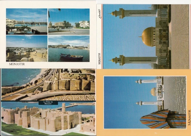 Lot 4 cartes postales anciennes TUNISIE TUNISIA MONASTIR
