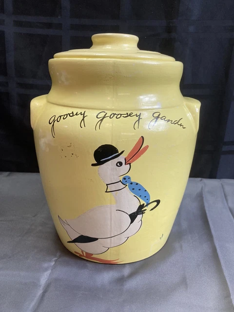 Vintage Ransburg Cookie Jar Yellow Hand Painted Goose