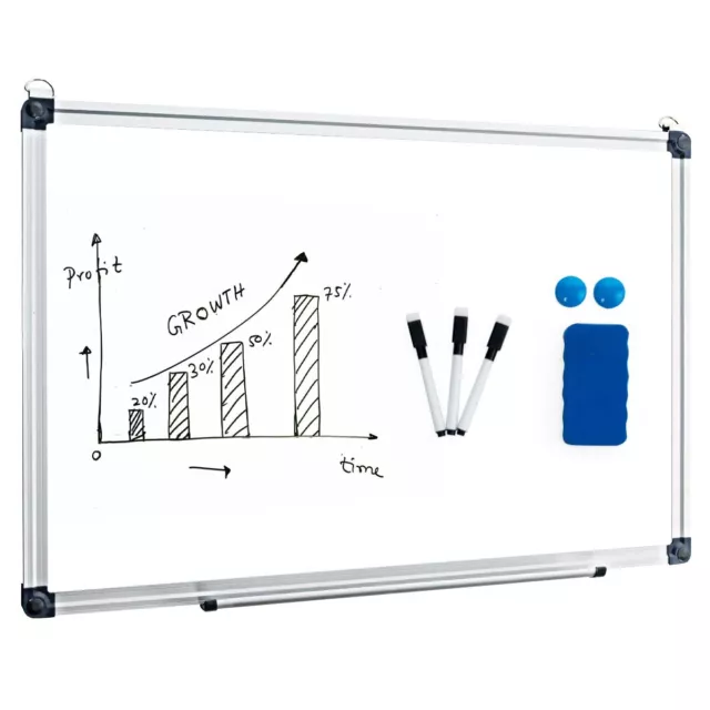 60 x 40 cm Wall Mounted Dry Erase Board with 3 Dry Erase Markers for School Home