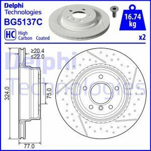 2x DELPHI Disque de frein Disques de frein BG5137C pour BMW pour 1 Coupe (E82)