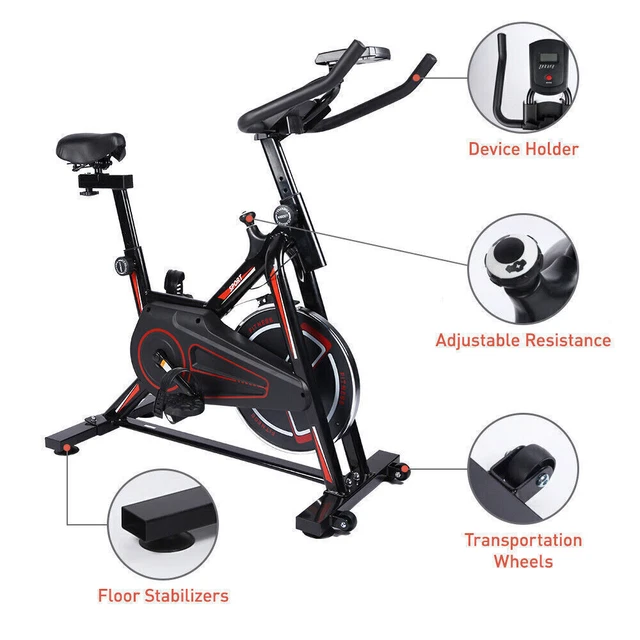 Home Gym Cycling Bike Stationary Exercise Bike with iPad Mount Silent Belt Drive