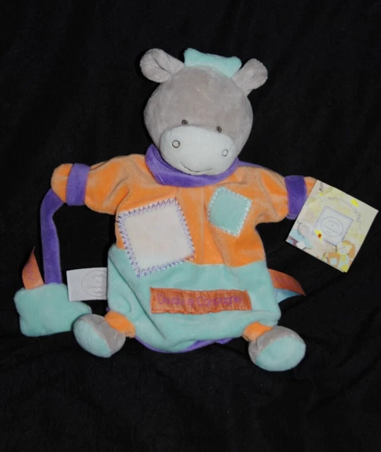 DOUDOU ET COMPAGNIE marionnette âne Zénon DC2565 ZigZag nuagebleu  100 % NEUF