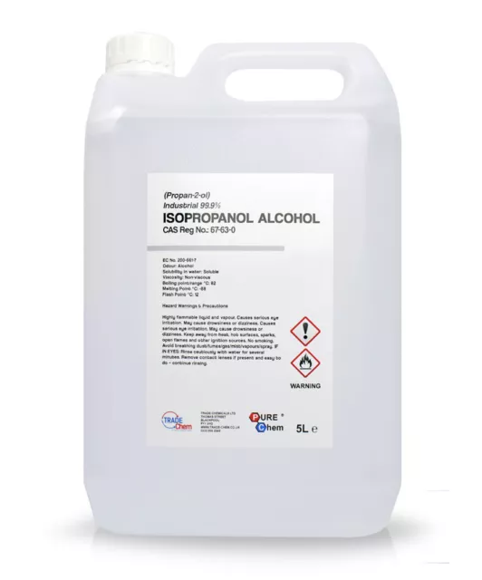 Isopropanol Alcohol IPA Isoproyl Pure (99.9%) 5L Jerry Industrial UK Pure Chem