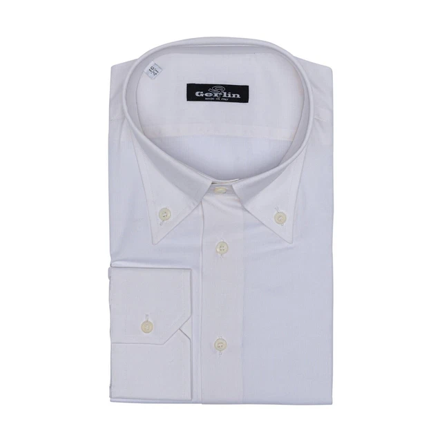 Chemise De Luxe Stefano Ricci, Col Ouvert, 2 Pièces, Coton Rayé Bleu Et Blanc, Taille 17 Italie - Occasion Très Bon état