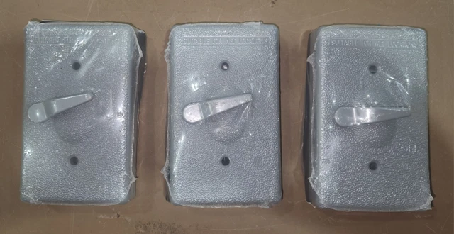 NEW Wet Location  Toggle Switch Cover single gang metal gray lot of 3