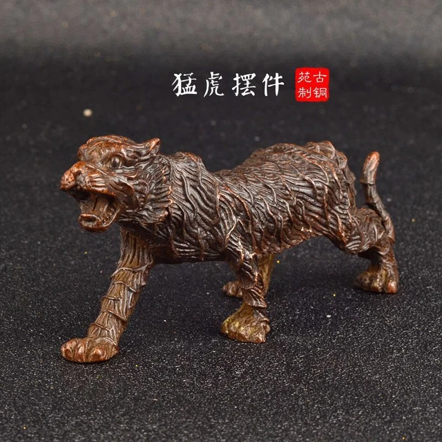 Collection Exquisite Chinese Pure Red Copper * Fierce Tiger * Statue R21