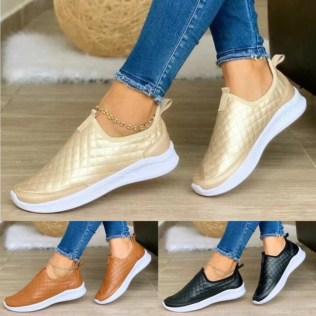 Chaussures mocassins femmes chaussures de marche décontractées en PU artificie