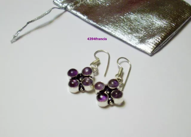 Charmante Paire Boucles Oreille ARGENT 925 AMETHYSTE Violette