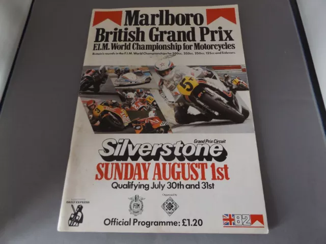 1982 Silverstone Programme 1/8/82 - Marlboro British Motorcycle Grand Prix