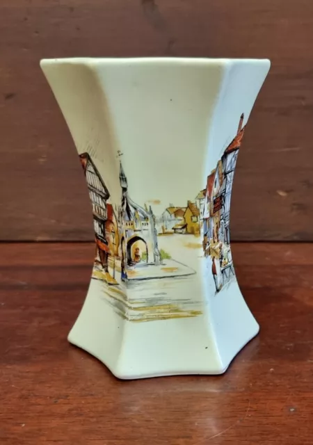 Vintage 1920s Small Coaching Scenes Vase Lancaster & Sons Staffordshire England