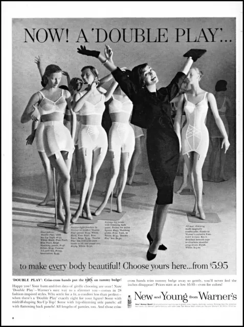 1961 Sexy Woman Wearing WARNER'S Double Play Girdle VINTAGE AD