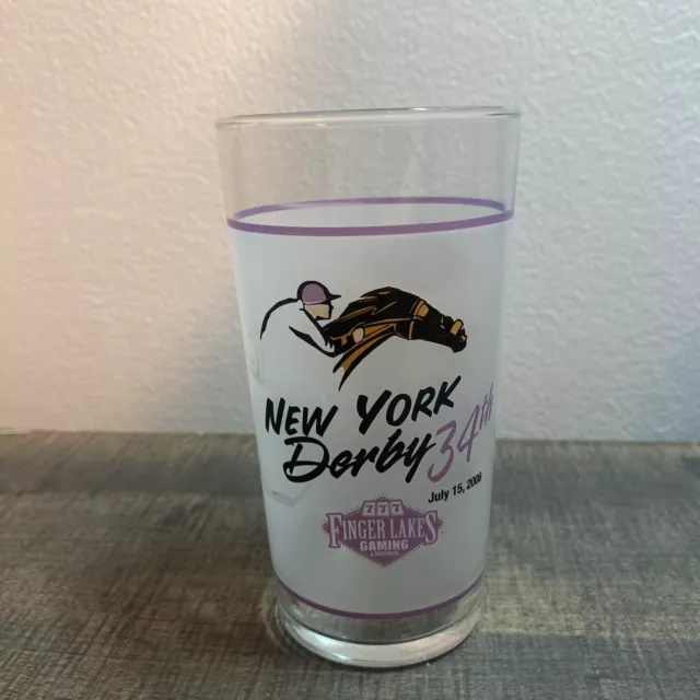 34th New York Derby 2006 Frosted Drinking Glass Tumbler Finger Lakes Horse Race